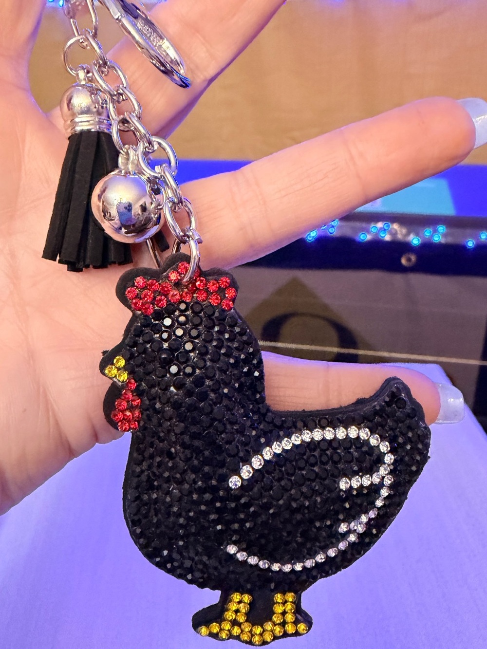Chicken Rhinestone Keychain/Bag Charm NWT